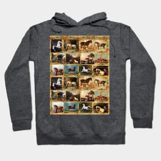 HORSES FINE ART PAINTINGS PARCHMENT PATTERN WITH HORSESHOES Hoodie